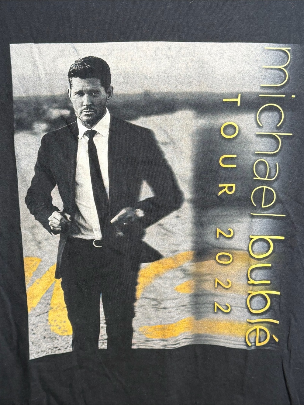 Gildan Black Michael Bublé Tour 2022 Graphic Tee with Yellow Accents
